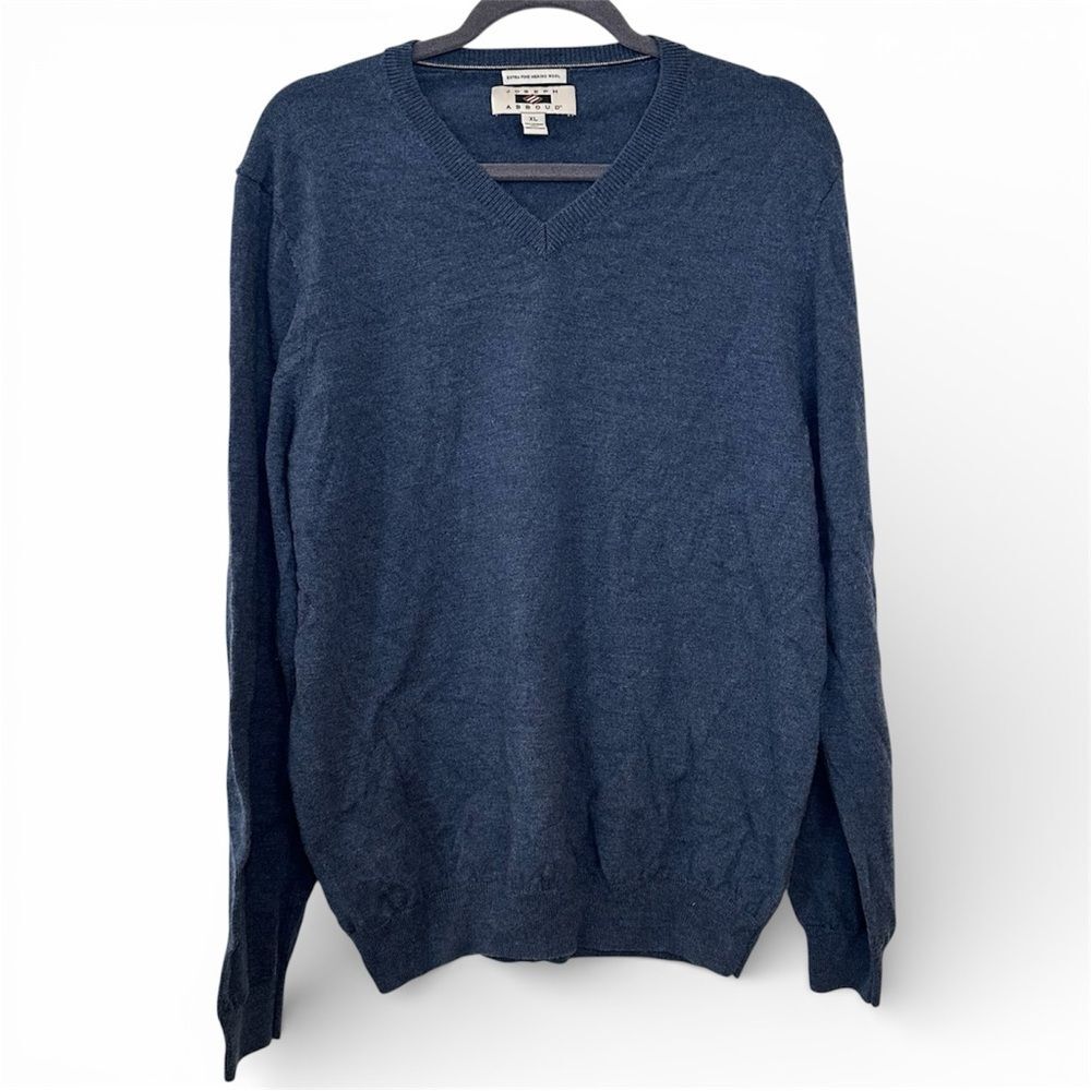 Joseph Abboud 100% Merino Wool Sweater Blue V-Neck XL
